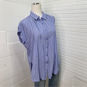 !FINAL CHANCE!  Adorn Blue Striped Rayon Blouse